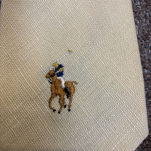Vintage Saks Fifth Avenue Polo Ralph Lauren Neck Tie 100% Linen Youth Handmade - Picture 3 of 8